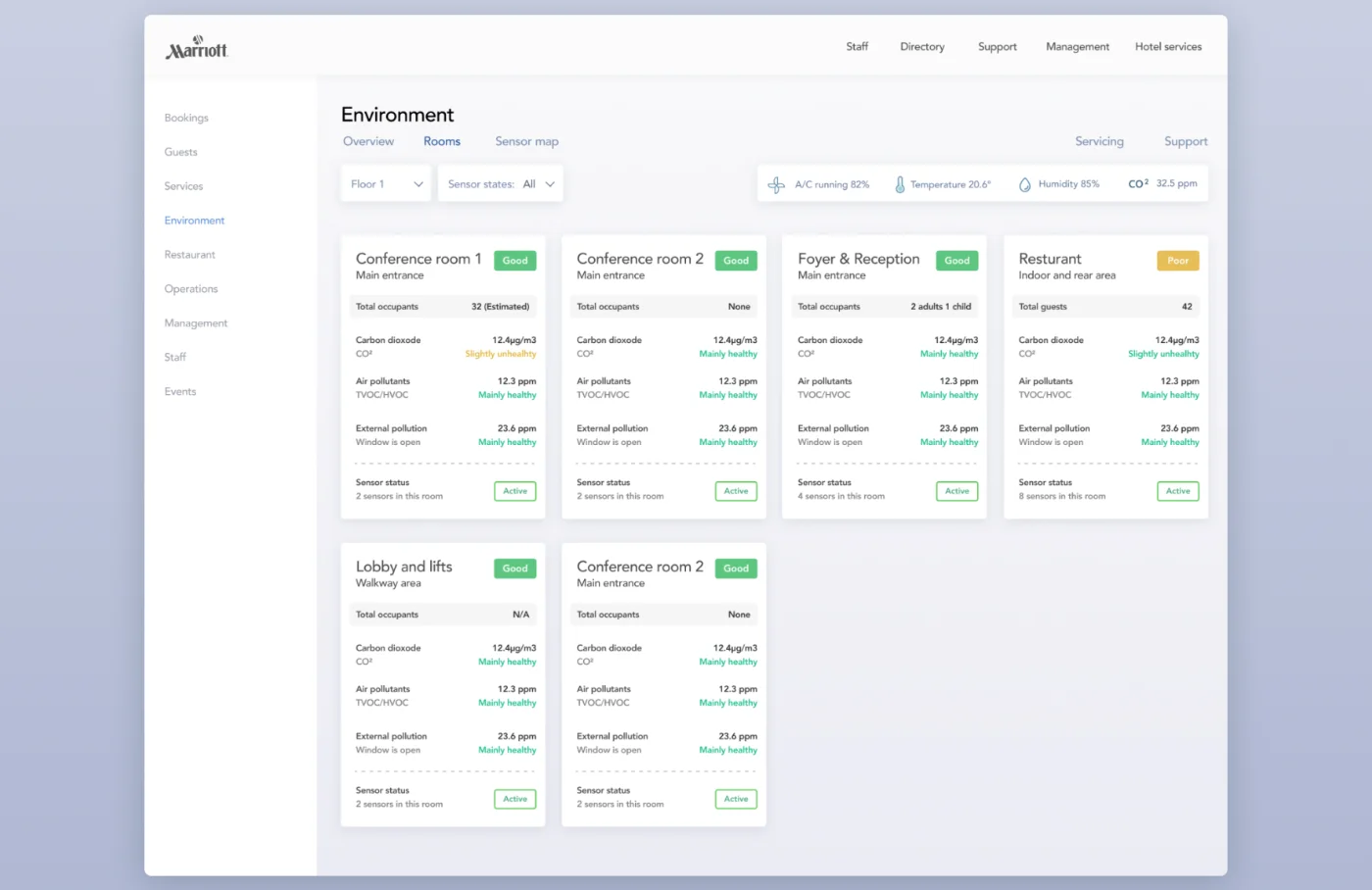 Marriott Systems UI as part of the Notifai project